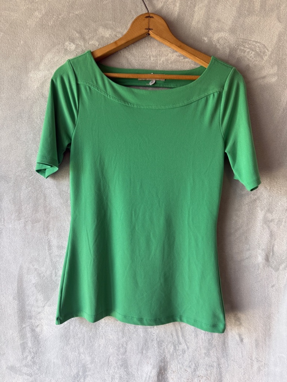 Banana Republic Green Blouse Womens XS Stretch Boat Neck Short Sleeve Top